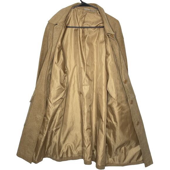 Vintage Camel Leather Jacket XL Genuine Leather Boho Y2K Textured Retro Coat - Picture 6 of 12